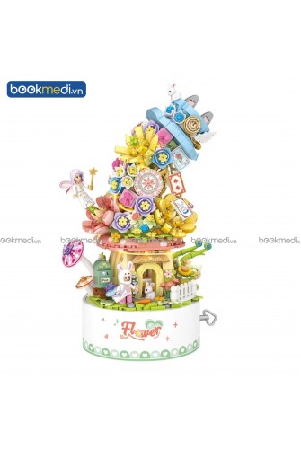 Đồ Chơi Lắp Ráp Mô Hình Hộp Nhạc Flower Music Box (Tặng Đèn LED) Hãng Loz
